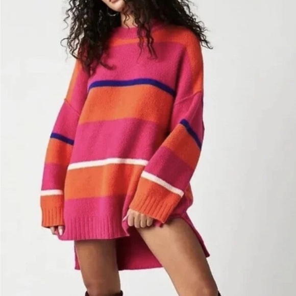 Free People Peaches Striped Tunic Sweater - Picture 2 of 4